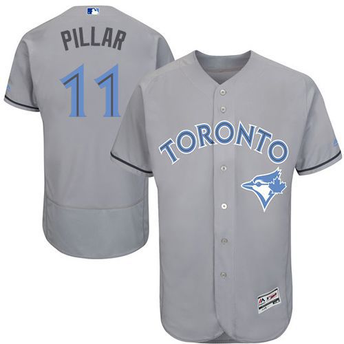 Blue Jays #11 Kevin Pillar Grey Flexbase Authentic Collection Father's Day Stitched MLB Jersey